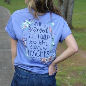Southernology Classic T-Shirt | TEACHER SHE BELIEVED SHE COULD Violet Women's S
